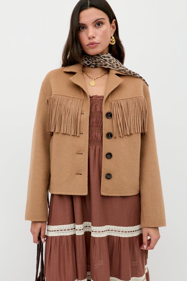 rixo Ashleigh Wool Jacket Camel