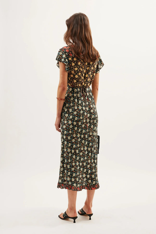 Rixo Bethea Midi Dress Eva Floral Mix Black