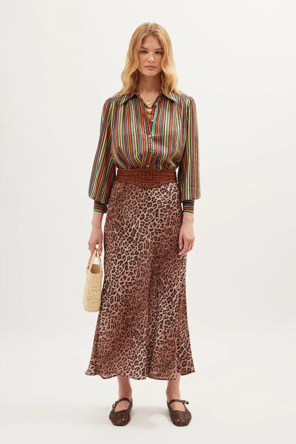 Rixo Blake Cotton Shirt Maxime Stripe Multi