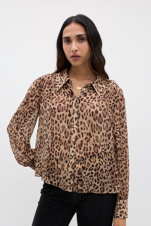 rixo Blake Shirt Mila Leopard Brown