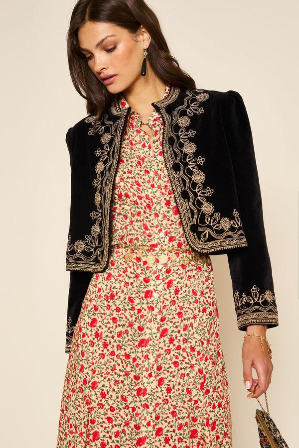 Rixo Bloom Shirt Dress Ditsy Trail Cream