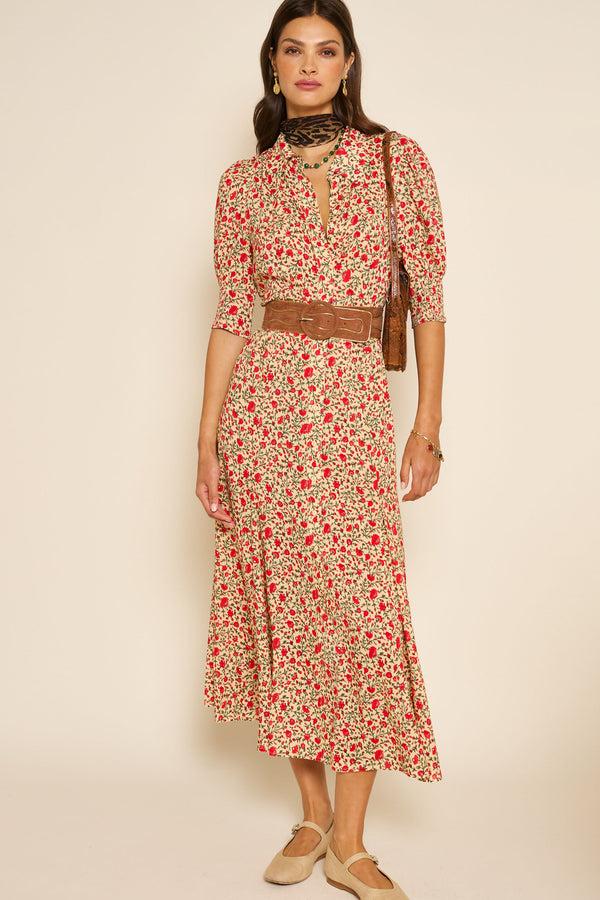 rixo Bloom Shirt Dress Ditsy Trail Cream