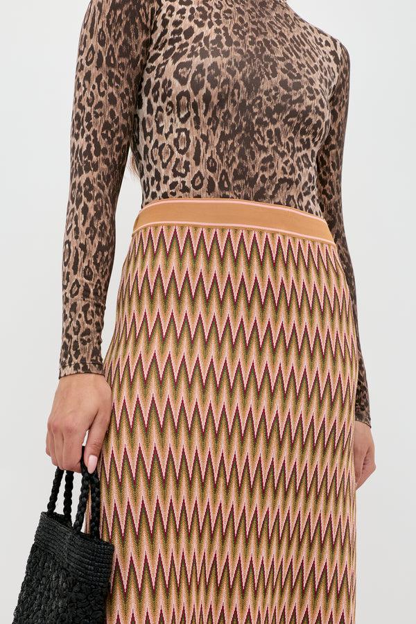 Rixo Brandy Knitted Skirt Maeve Jacquard Multi