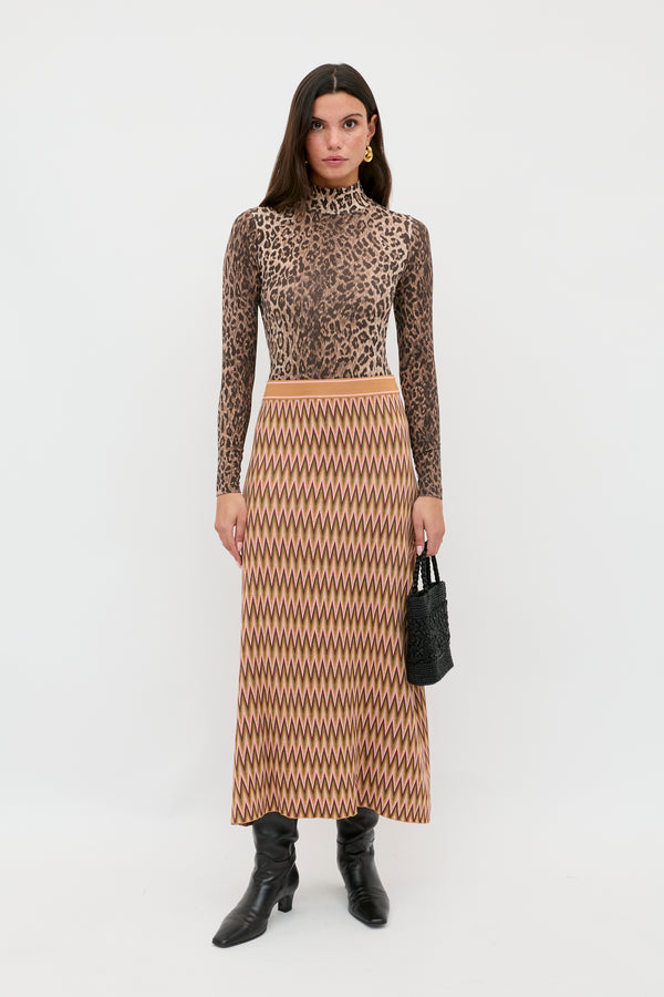 rixo Brandy Knitted Skirt Maeve Jacquard Multi