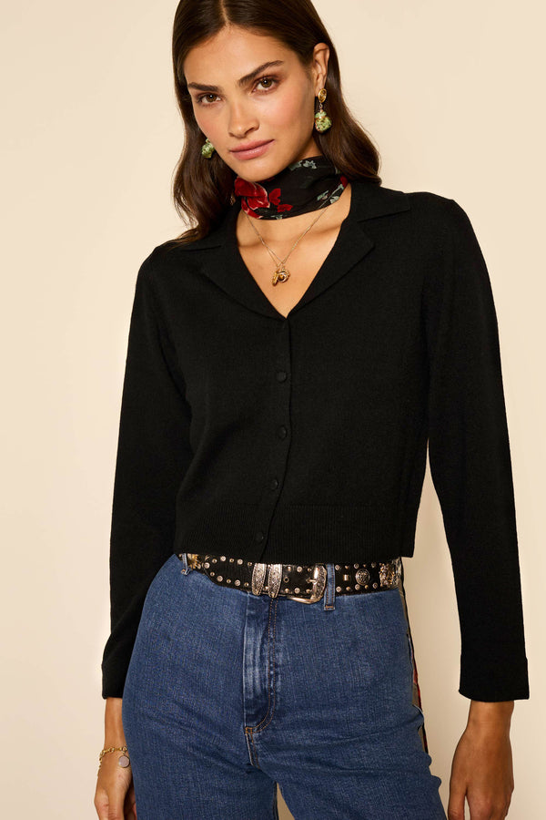 Rixo Carla Wool And Cashmere-Blend Cardigan Black