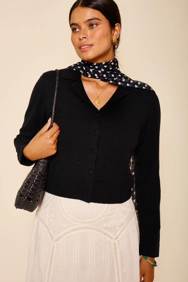 rixo Carla Wool and Cashmere-Blend Cardigan Black