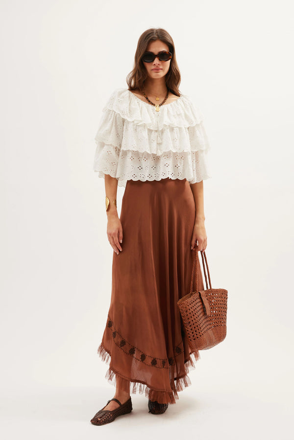 Rixo Caserta Broderie Cotton Top Ivory