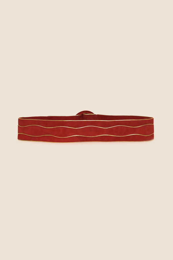 Rixo Catalina Suede Belt Red