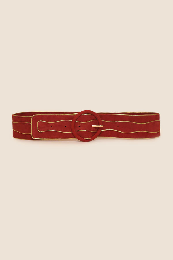 rixo Catalina Suede Belt Red