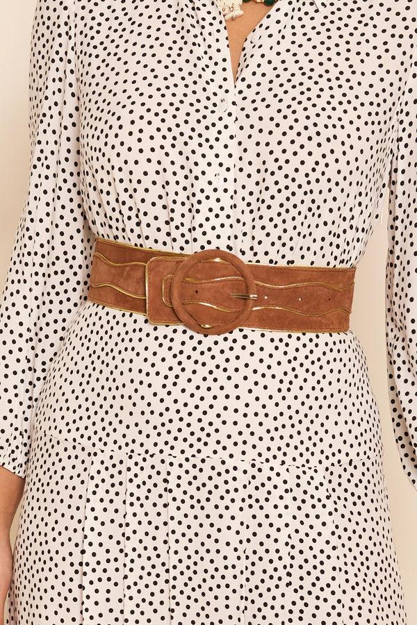 Rixo Catalina Suede Belt Tan