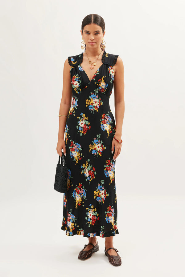 rixo Chessie Midi Dress Darcie Floral Black
