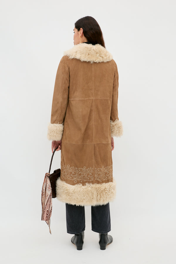 Rixo Cienna Suede Coat Camel