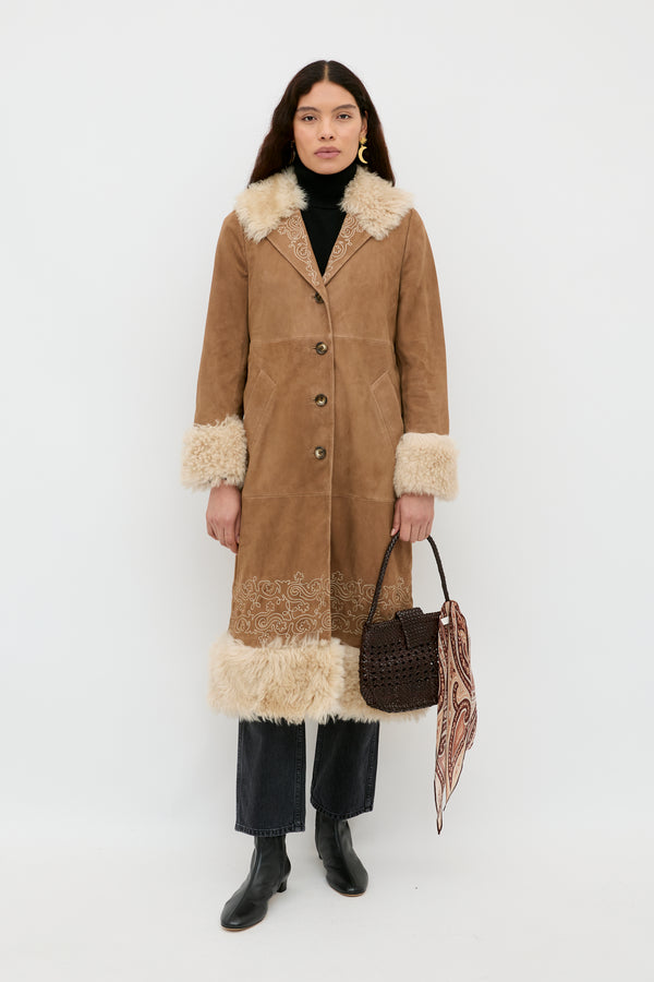 rixo Cienna Suede Coat Camel