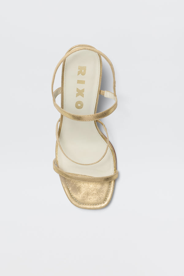 Rixo Ciervo Leather Sandals Gold