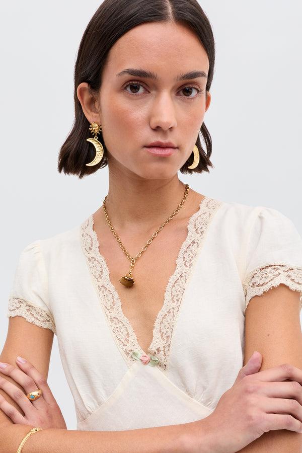 Rixo Clarice Linen Midi Dress Cream