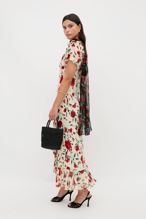 Rixo Clementina Silk Dress Claudia Rose Cream