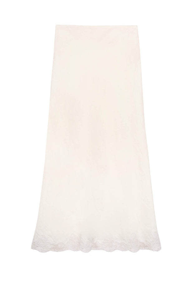 Rixo Crystal Linen Midi Skirt Cream