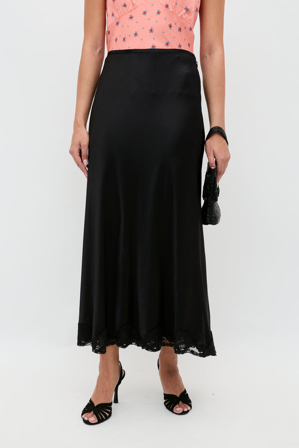 Rixo Crystal Midi Skirt Black