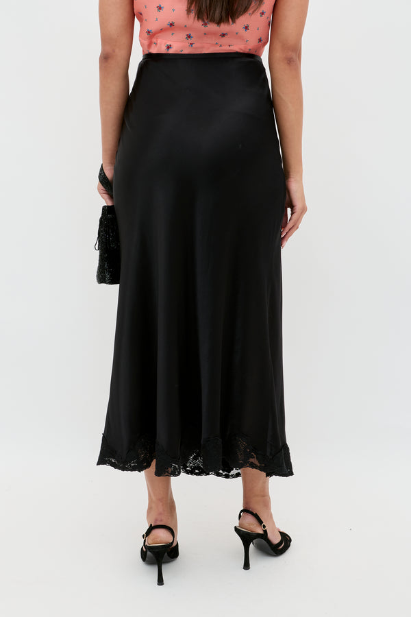 Rixo Crystal Midi Skirt Black