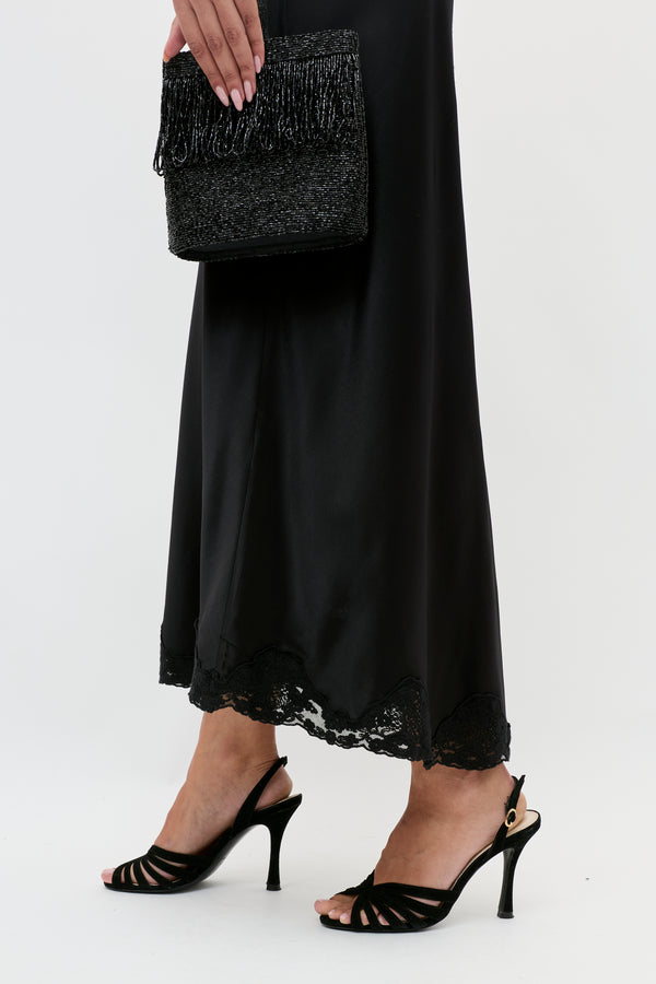 Rixo Crystal Midi Skirt Black