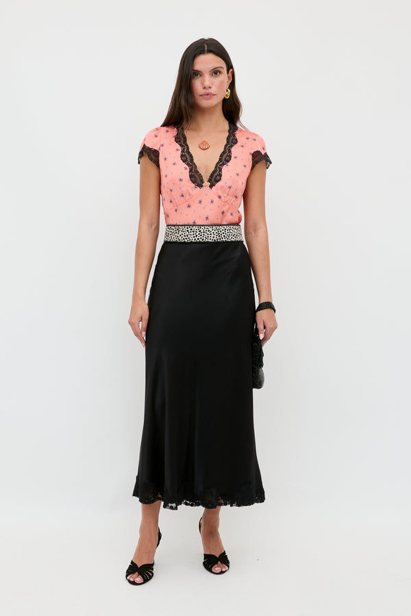 rixo Crystal Midi Skirt Black