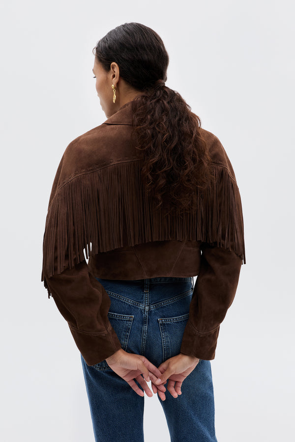 Rixo Darragh Suede Jacket Brown