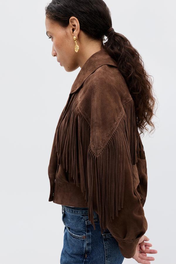 Rixo Darragh Suede Jacket Brown