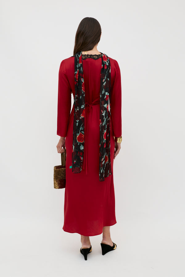 Rixo Debra Midi Dress Burgundy