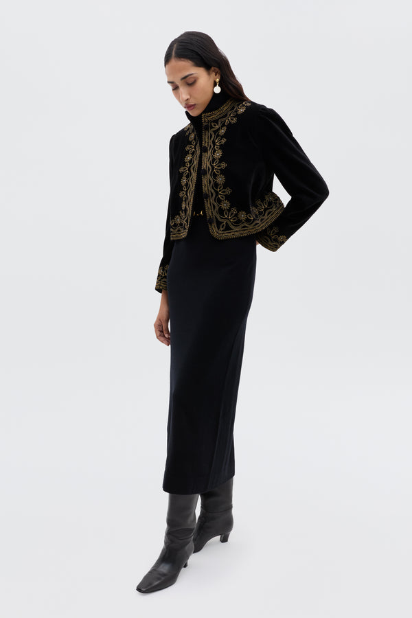 Rixo Denver Velvet Jacket Soutache Embroidery
