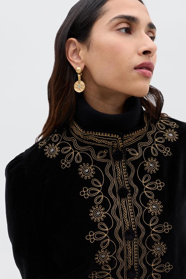 Rixo Denver Velvet Jacket Soutache Embroidery