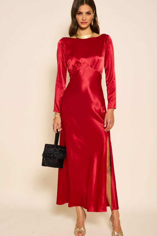 rixo Devina Satin Gown Crimson