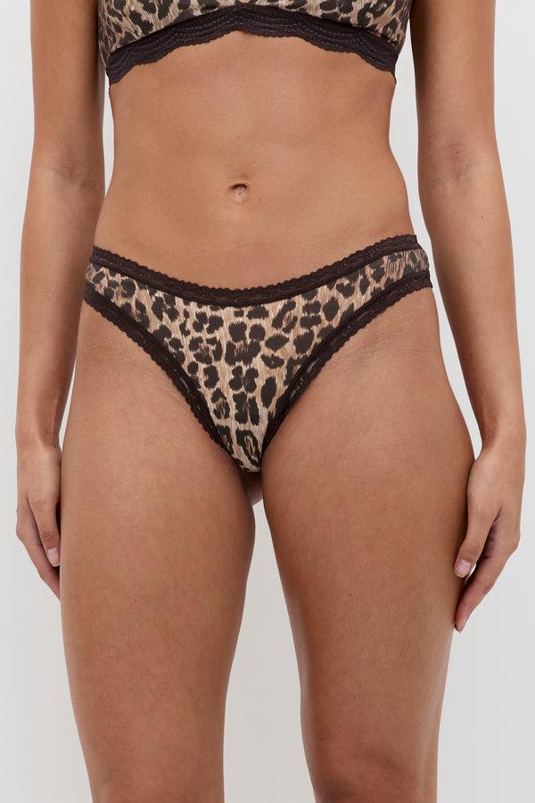 Rixo Dipped Thong Leopard Brown