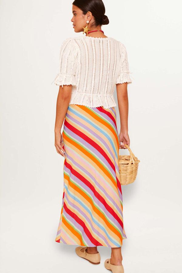 Rixo Dominika Knitted Cotton Cardigan White