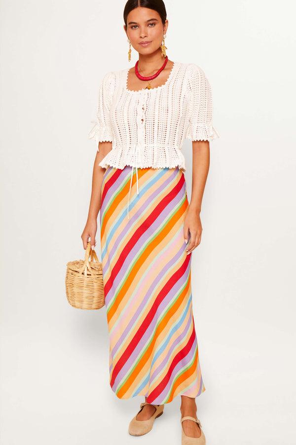 rixo Dominika Knitted Cotton Cardigan White