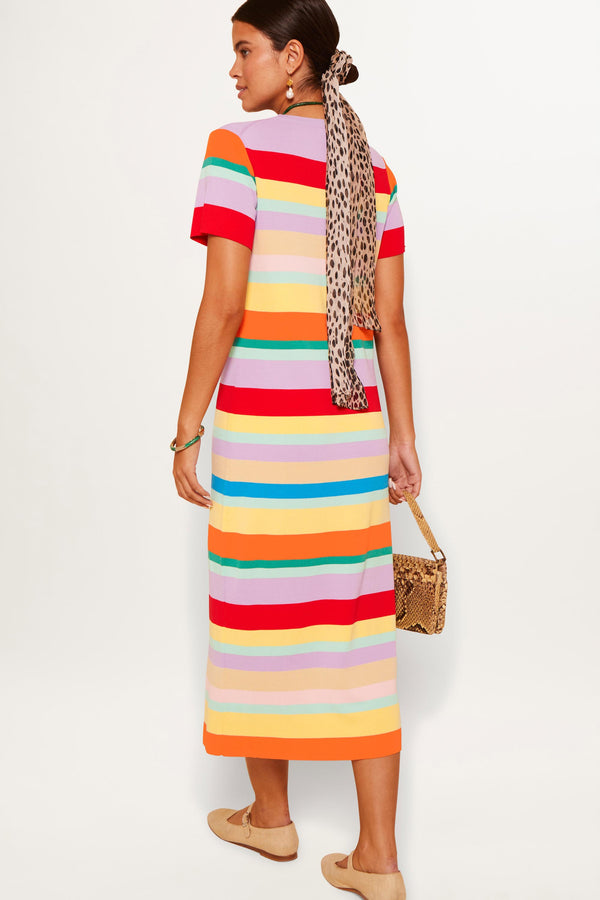 Rixo Duster Knitted Midi Dress Multi