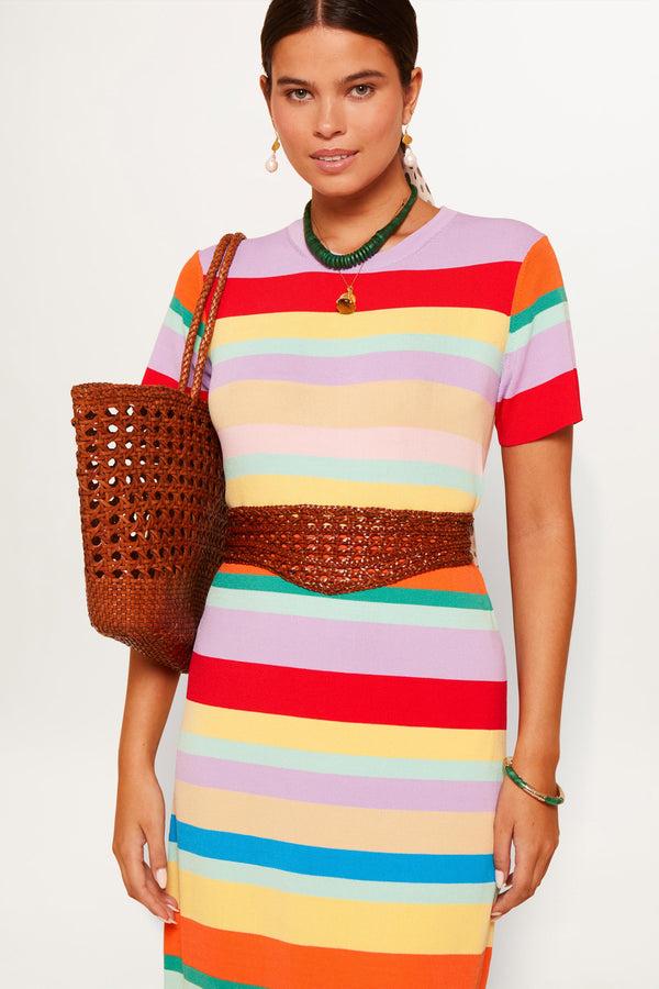 Rixo Duster Knitted Midi Dress Multi