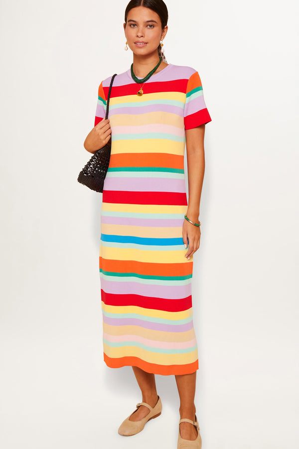 Rixo Duster Knitted Midi Dress Multi