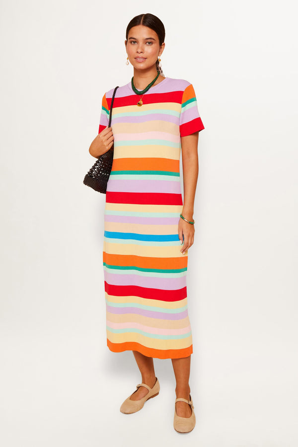 rixo Duster Knitted Midi Dress Multi