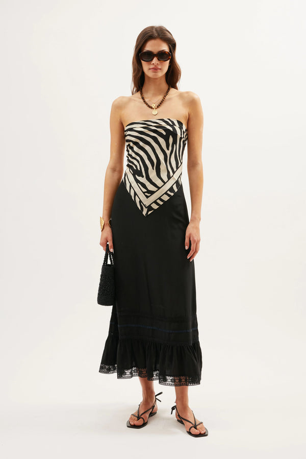 Rixo Eilish Silk Skirt Black