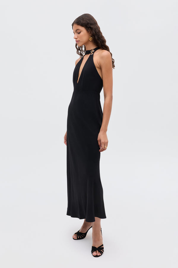 Rixo Eleanora Midi Dress Black
