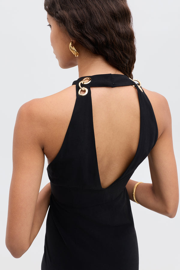 Rixo Eleanora Midi Dress Black