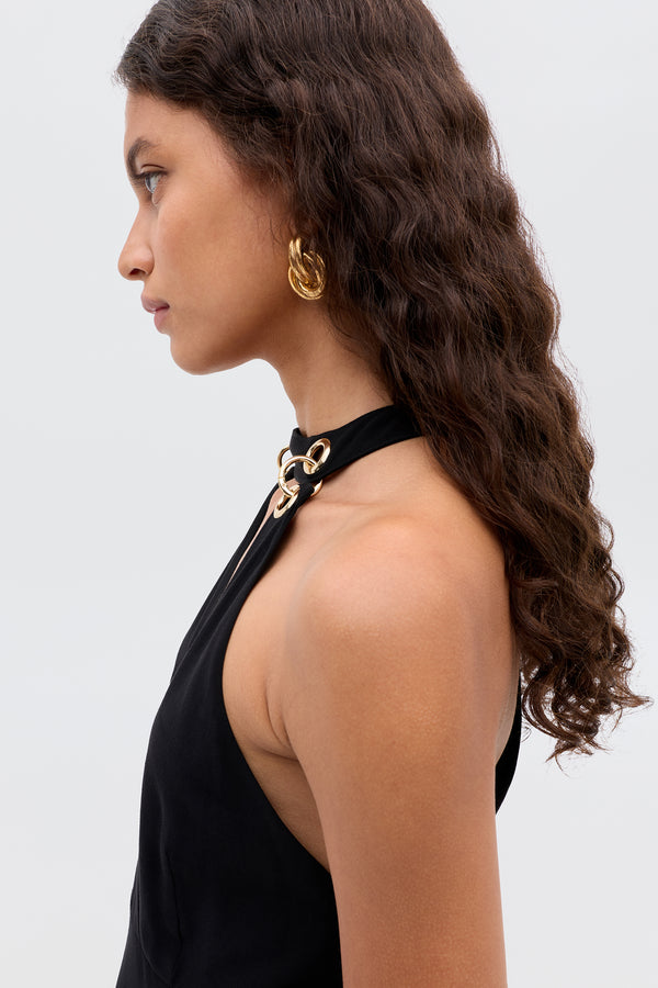 Rixo Eleanora Midi Dress Black