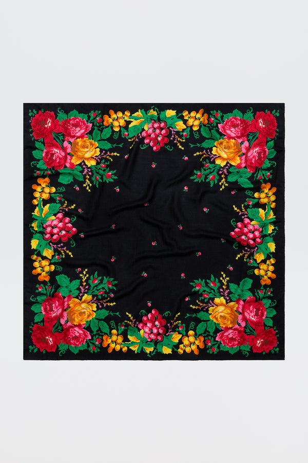 rixo Elianna Wool Scarf Rosette Black