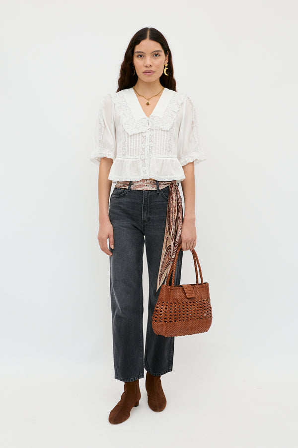 Rixo Ellery Cotton Blouse White