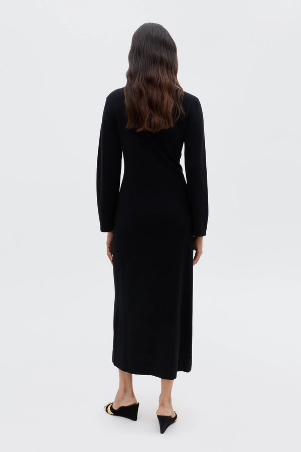 Rixo Elliette Cashmere-Blend Dress Black
