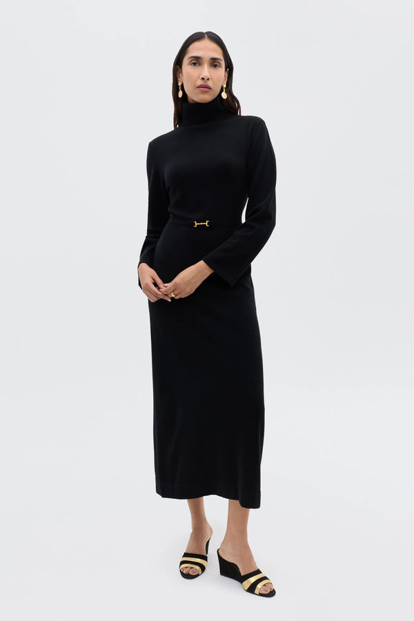 rixo Elliette Cashmere-Blend Dress Black