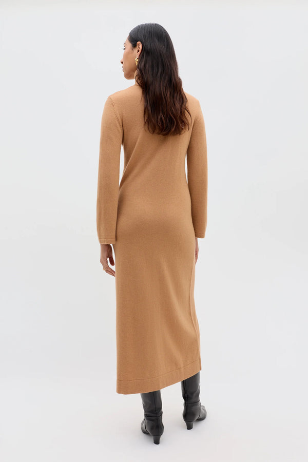 Rixo Elliette Cashmere-Blend Dress Camel