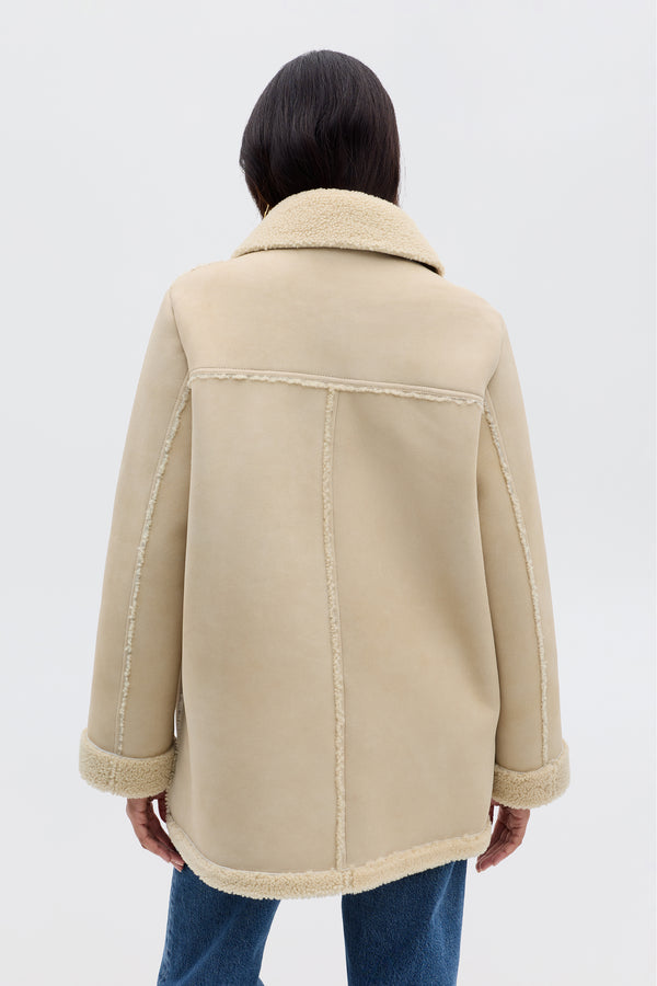 Rixo Ellis Suede Coat Cream