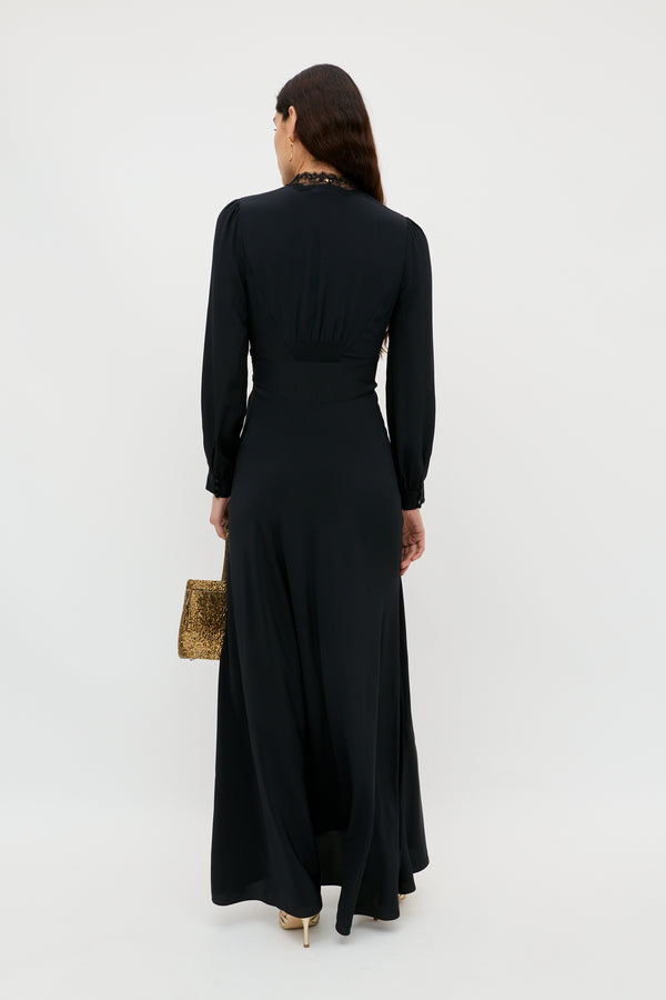 Rixo Emory Silk Gown Black
