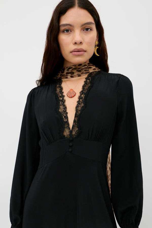 Rixo Emory Silk Gown Black